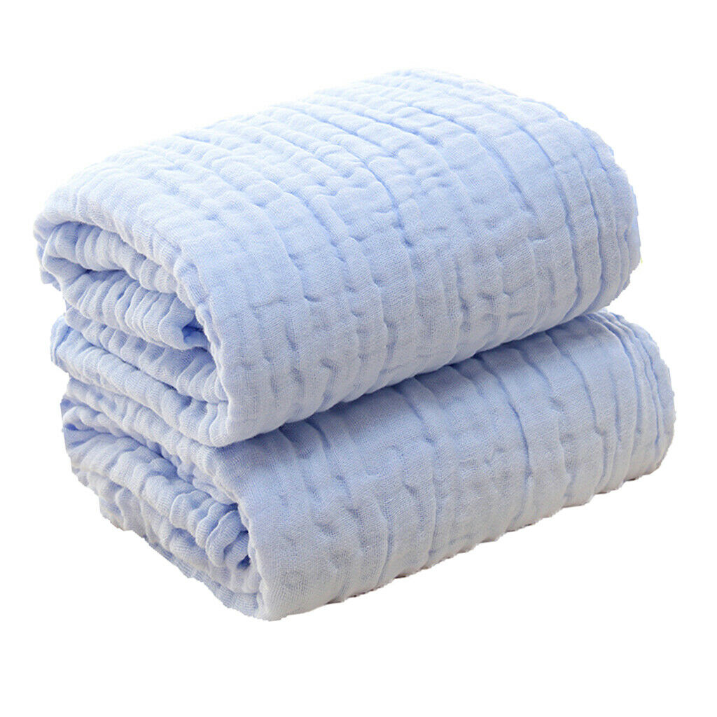 Soft Baby Infant Newborn Cotton Gauze Bath Towel Bathing Cloth Blue