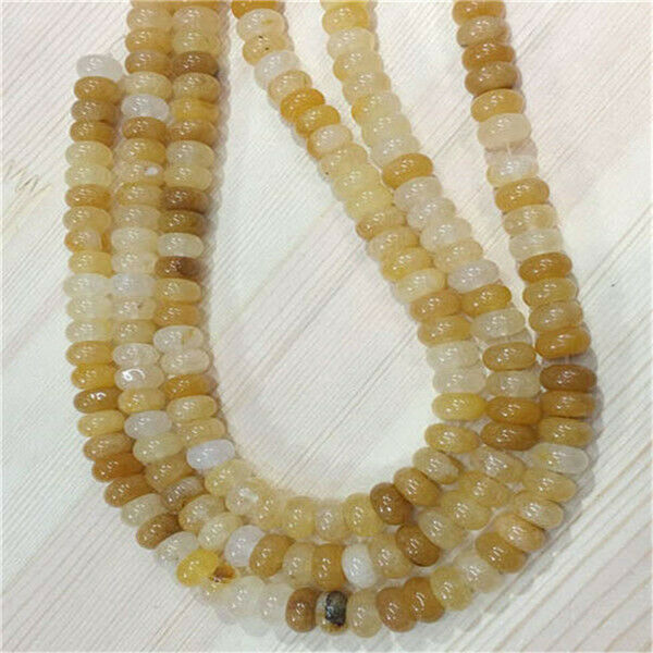 1 Strand/67Pcs 10x6mm Natural Yellow Jade Rondelle Abacus Beads 15.5inch HH361