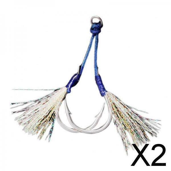 2X Jig Hooks Fishing Hooks Barbed Hooks Assist Hooks in Solid Ring 6