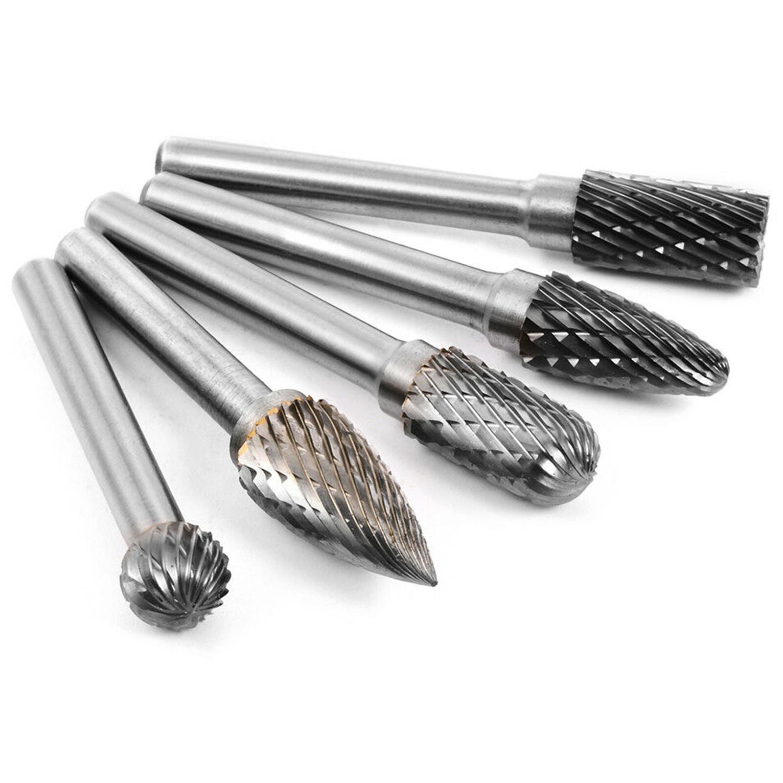 5x Tungsten Carbide Burr 1/4" 6mm Rotary Cutter Files Set CNC Engraving CED 10mm