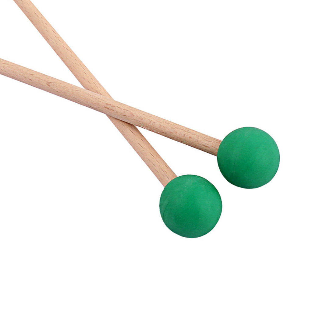 1 Pair Drum Mallets Handle for Glockenspiel Drum Instrument Accessory Green