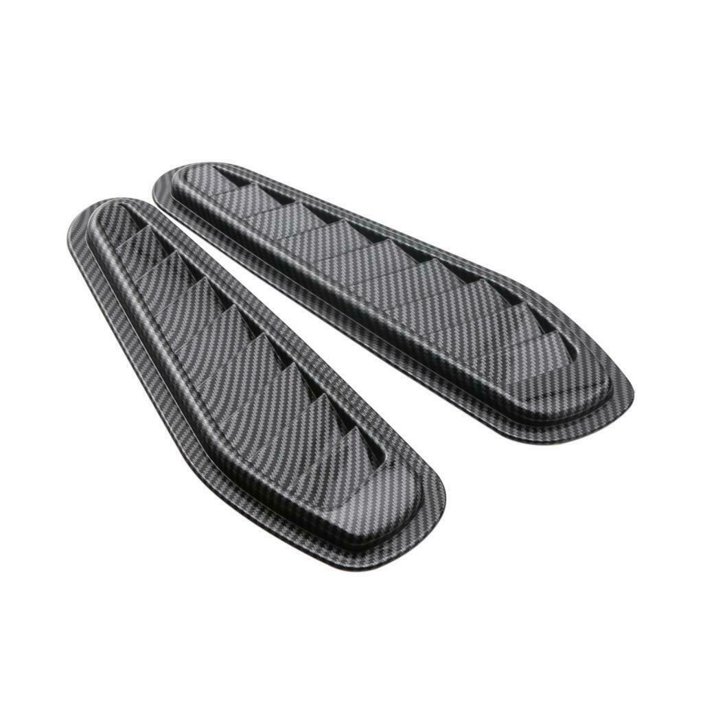 2XCarbon Fiber Car Air Flow Intake Hood Scoop Vent Louver Bonnet Cover Decor
