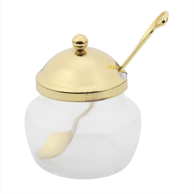 Aluminum alloy Condiment Pot Seasoning Container Spice Glass Jar Salt Sugar BoC3