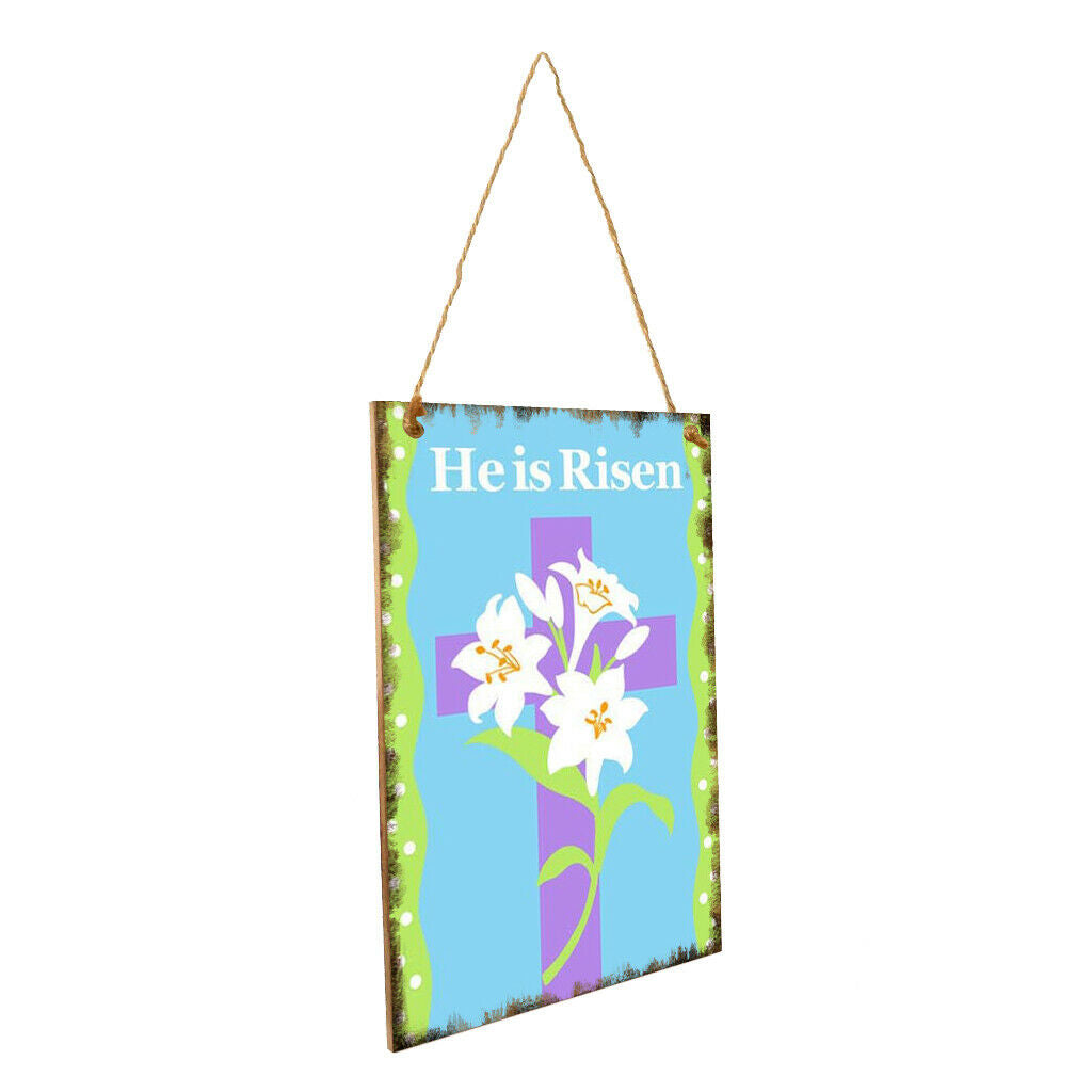 Easter Hanging Sign Ornament Bunny Plaque w/ String Door Home Decor Cross