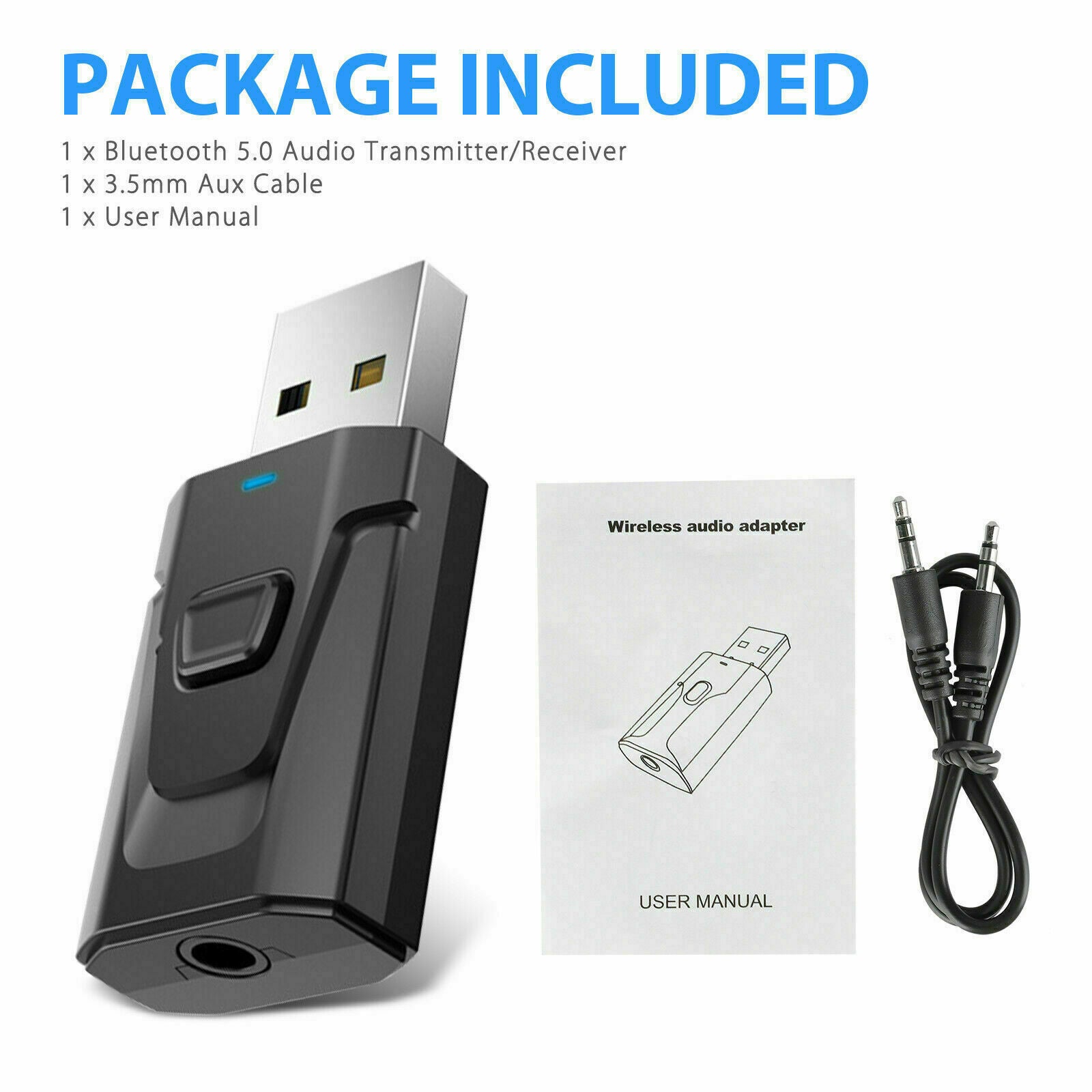 4-IN-1 Bluetooth 5.0 Receiver & Transmitter Wireless 3.5mm Aux Audio Adapter USï¼