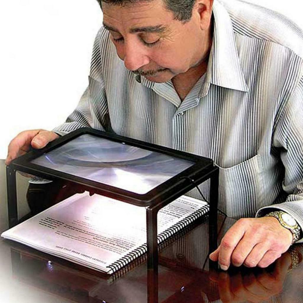3x Reading Magnifier Foldable Magnifier W LED Light Desktop Book