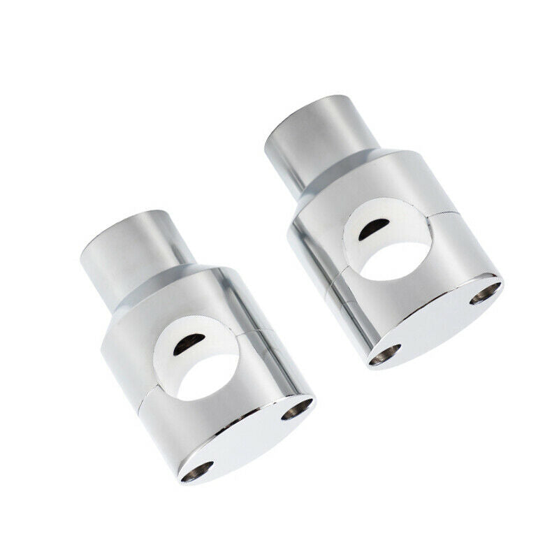 2PCS Chrome Round 25mm Handlebar Riser Universal fit For 1" bars 1/2"-13 Thread