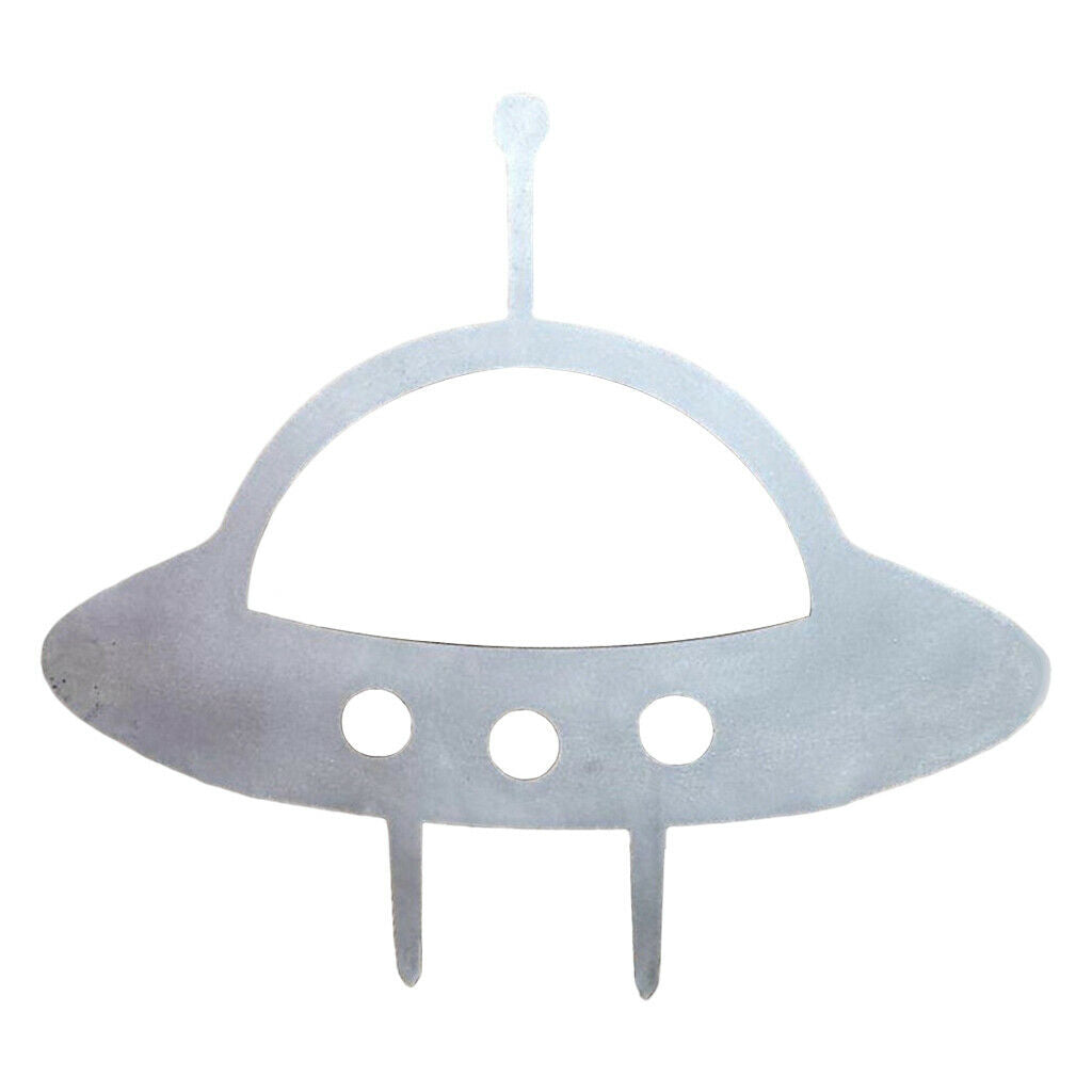 Adorable Metal UFO Silhouette Garden Alien Statue Patio Party Decor Gift