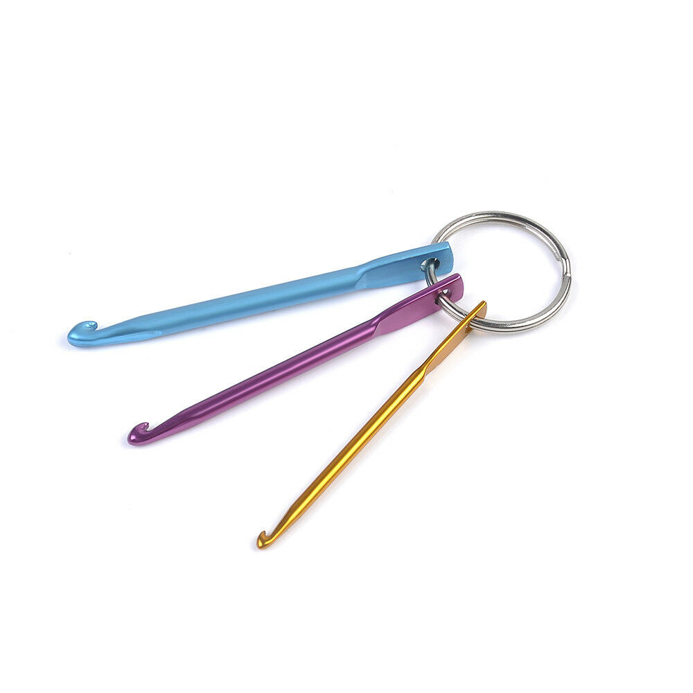 3 Pcs Crochet Hooks Key Chain DIY Weaving Tools Crochet Needles Craft  Key Rings