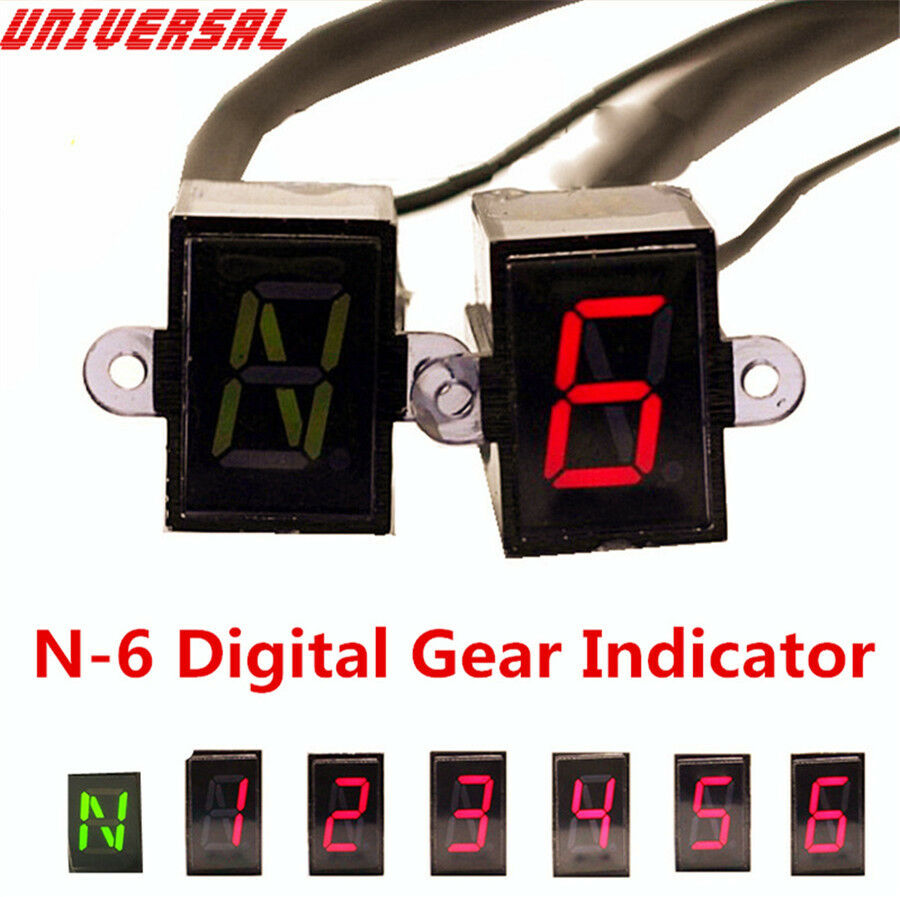 6 Speed N-6 Motorcycle Refit LED Digital Gear Shift Lever Display/Sensors 12V