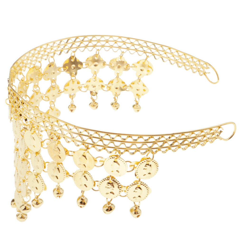Womens Retro Belly Dance Headband Bead Bells Headwear Dancewear Accessory