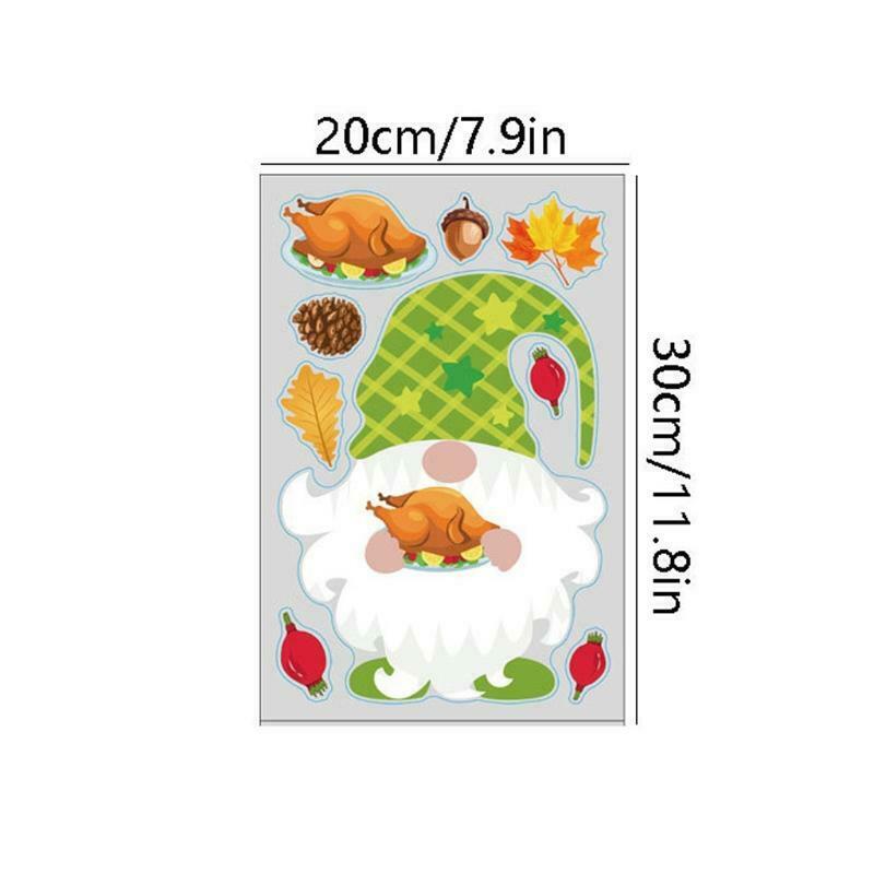 9 Pcs Harvest Festival Window Cling Gnome Stickers Thanksgiving Maple Leaf Dwarf