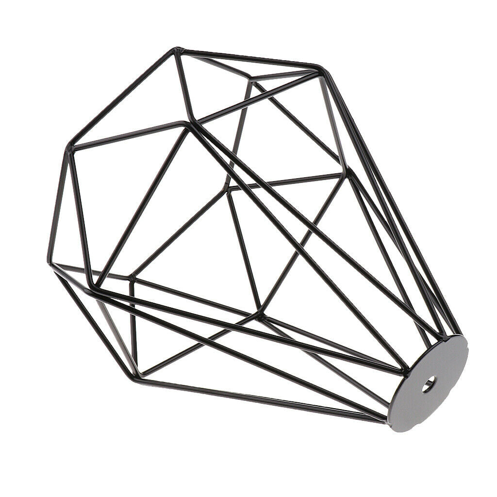 Retro Metal Diamond Pendant Ceiling Fixture Light Lamp Bulb Cage Decor Black