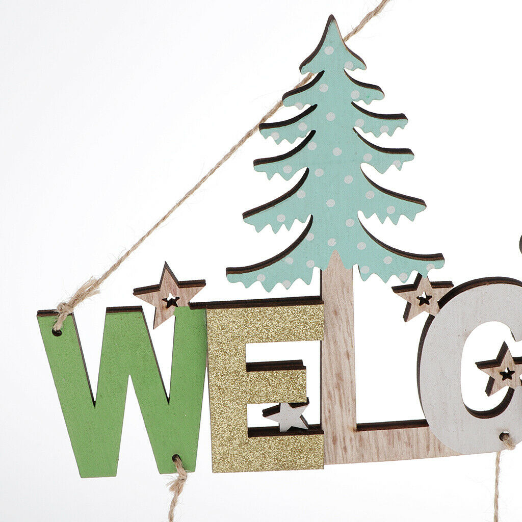 Christmas Elk Xmas Tree Welcome Guest Sign -Wooden Hanging Plaque For Xmas