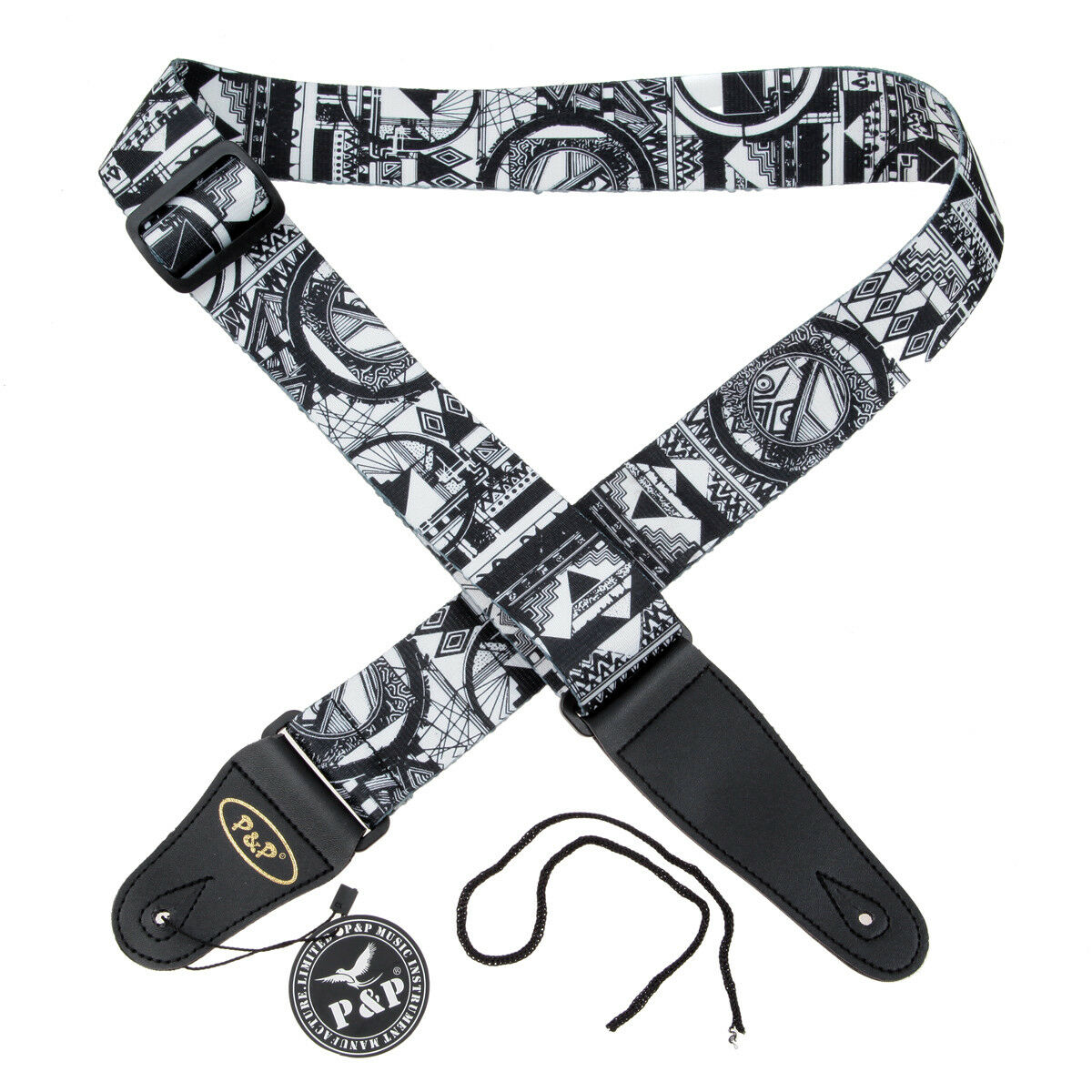 Electric Acoustic Guitar Bass Strap Adjustable Black Soft Leather Thick