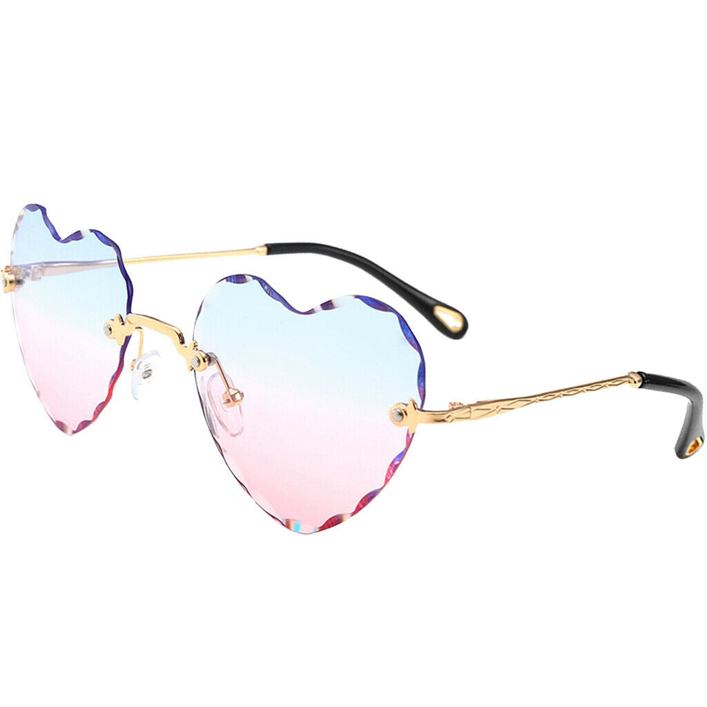 3Pcs Women Gradient Rimless Heart Shape Fashion UV400 Sun Glasses Aint-glare