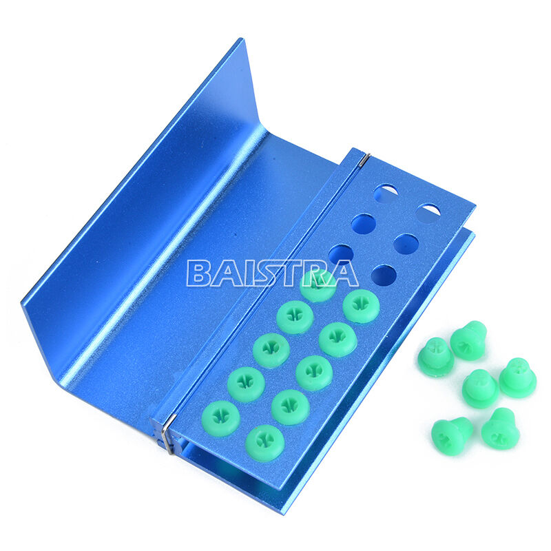 5Sets Dental Bur Block Holder Station Autoclave Disinfection Box 16 Holes Blue