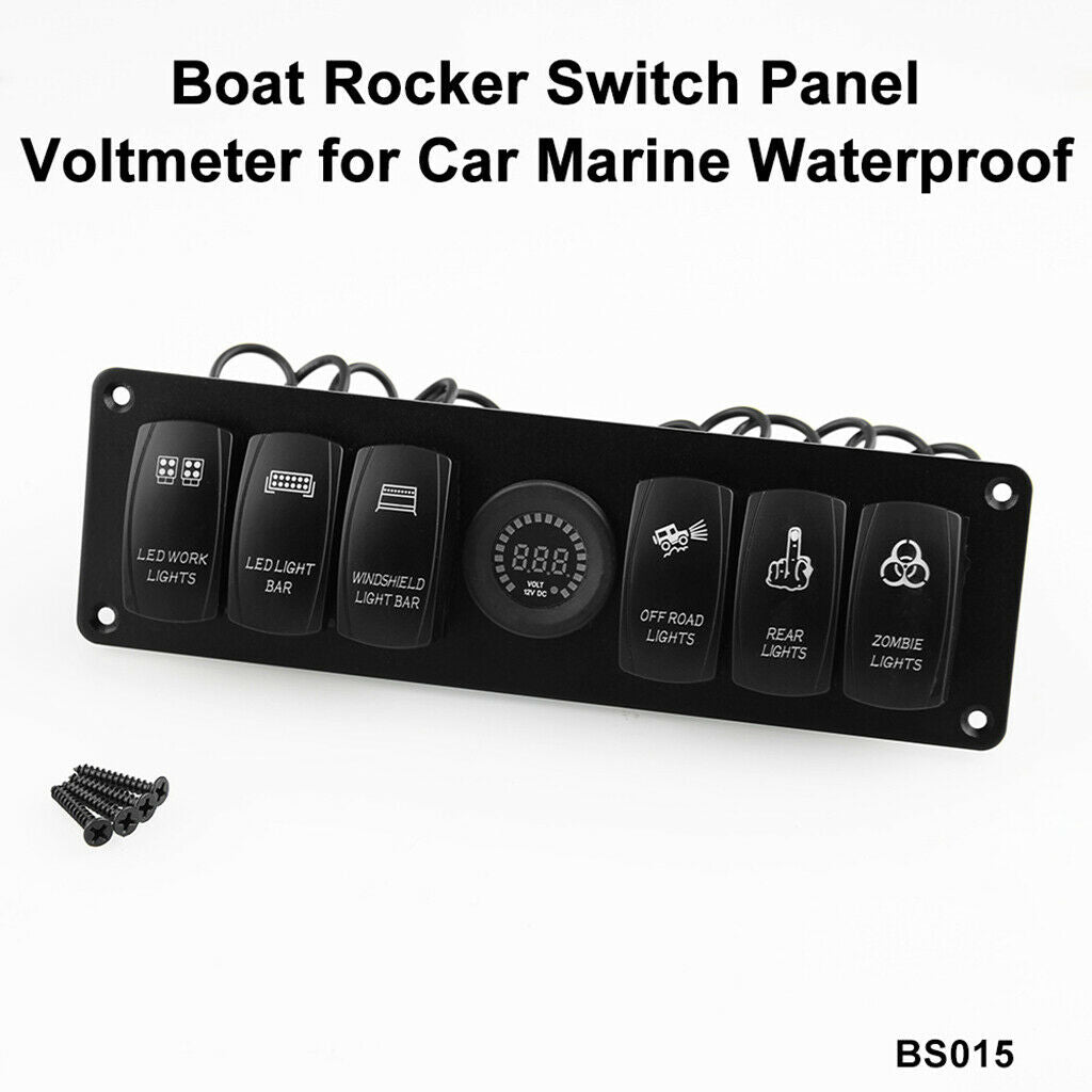 12V/24V 6 Gang Rocker Switch Panel Waterproof Control Switch