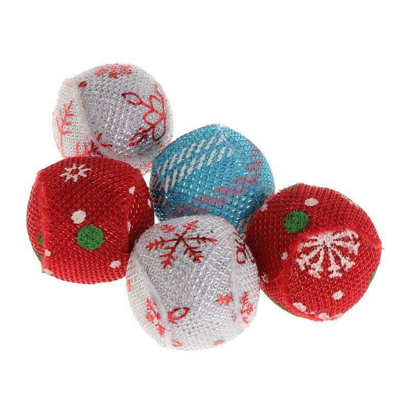 5pcs Cat Toys Christmas Ball Catnip Pets Kitten Teaser Interactive Funny Supply