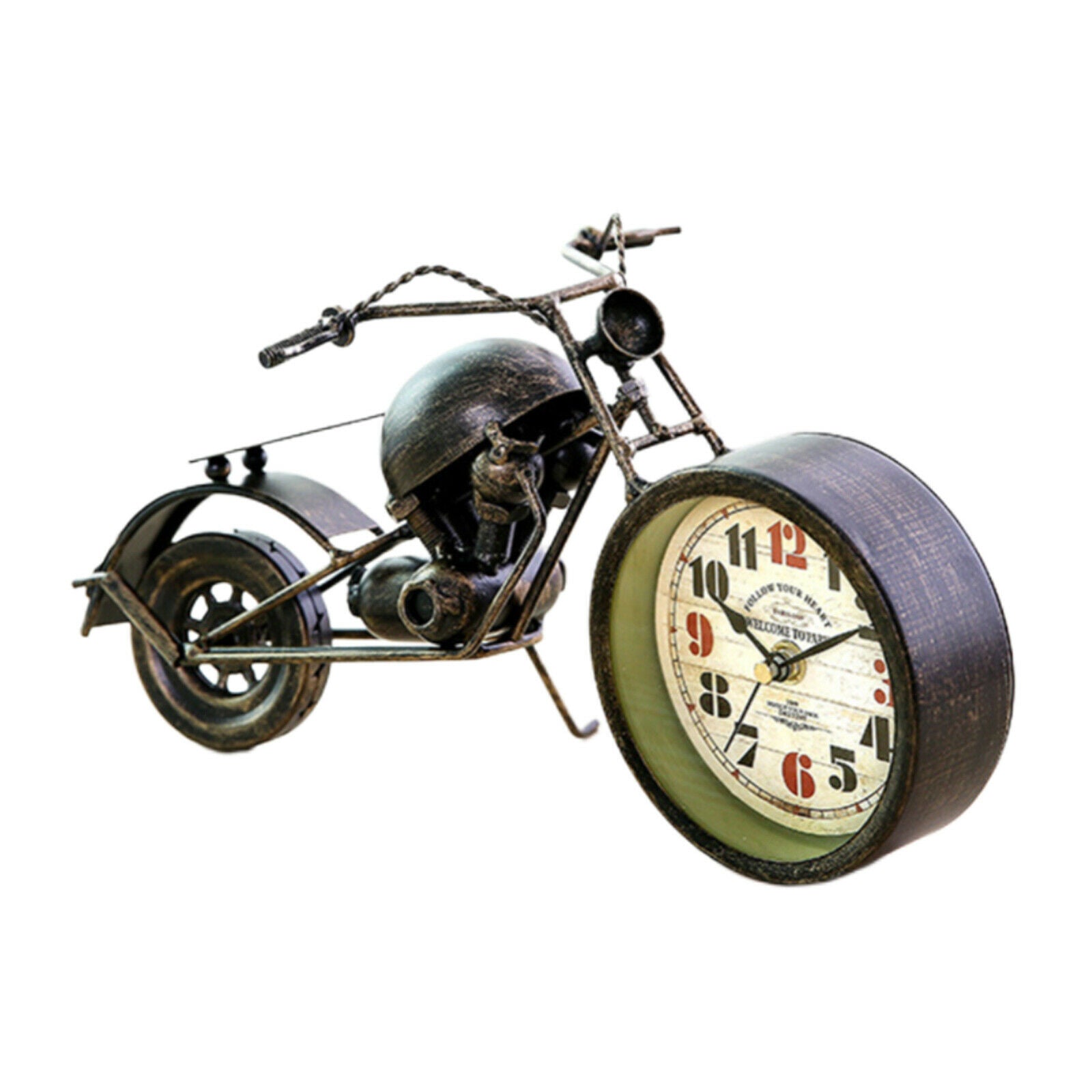 Cool Metal Motorcycle Motorbike Alarm Clock Shelf Desk Clock Home Ornaments