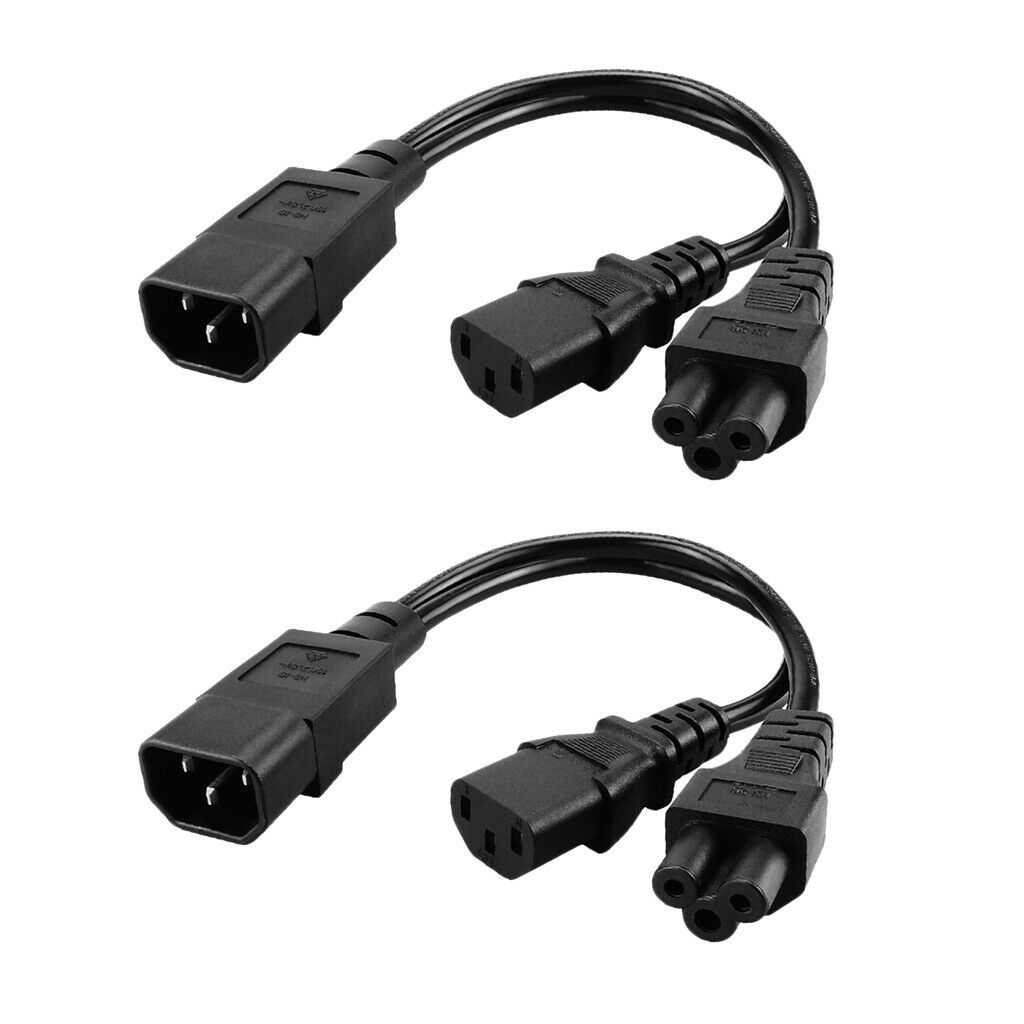 2pcs IEC Kettle C14 to C13 & C5 Male to Female Y Splitter Power Cable Lead