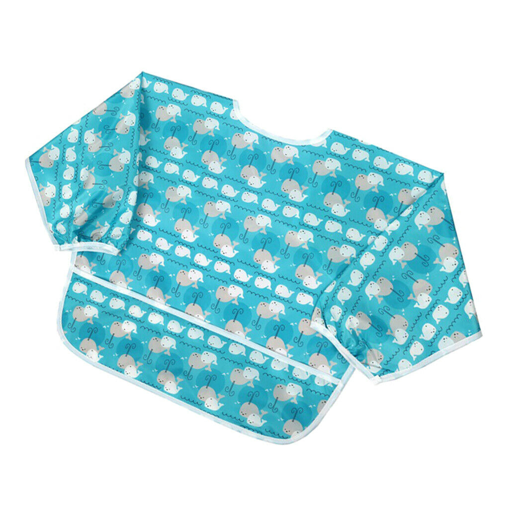 Drooling Teething Waterproof Bib with Sleeve for Baby Toddlers Whale M