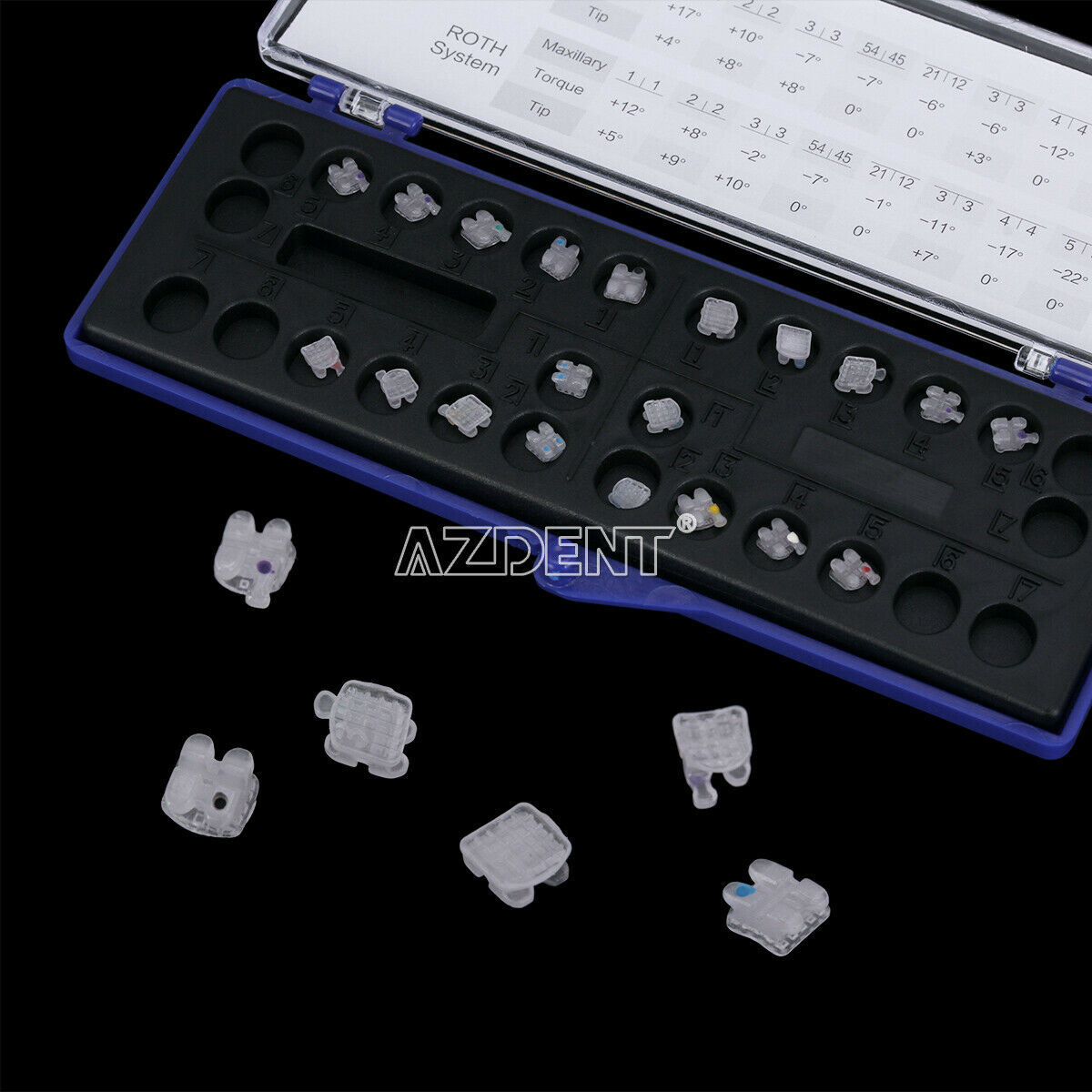 50 X AZDENT Dental Orthodontic Ceramic Bracket Braces Roth 0.022 Hooks 3 4 5