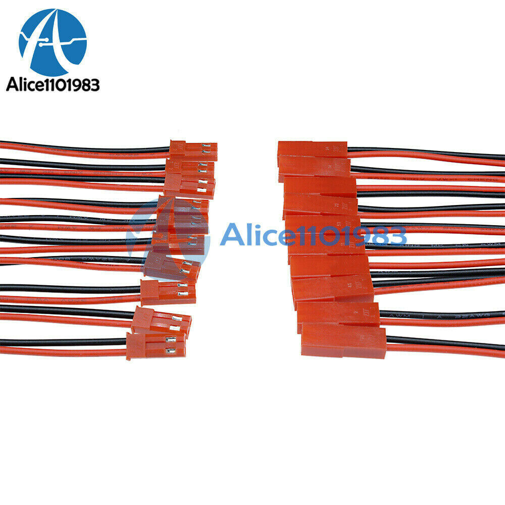 10Pairs 100mm JST Connector Plug Cable Line Male+Female for RC BEC Lipo Battery