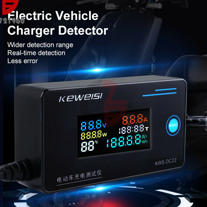 Electric Vehicle Charger Detector Voltage Current Meter Power Temp Tester 8-120V
