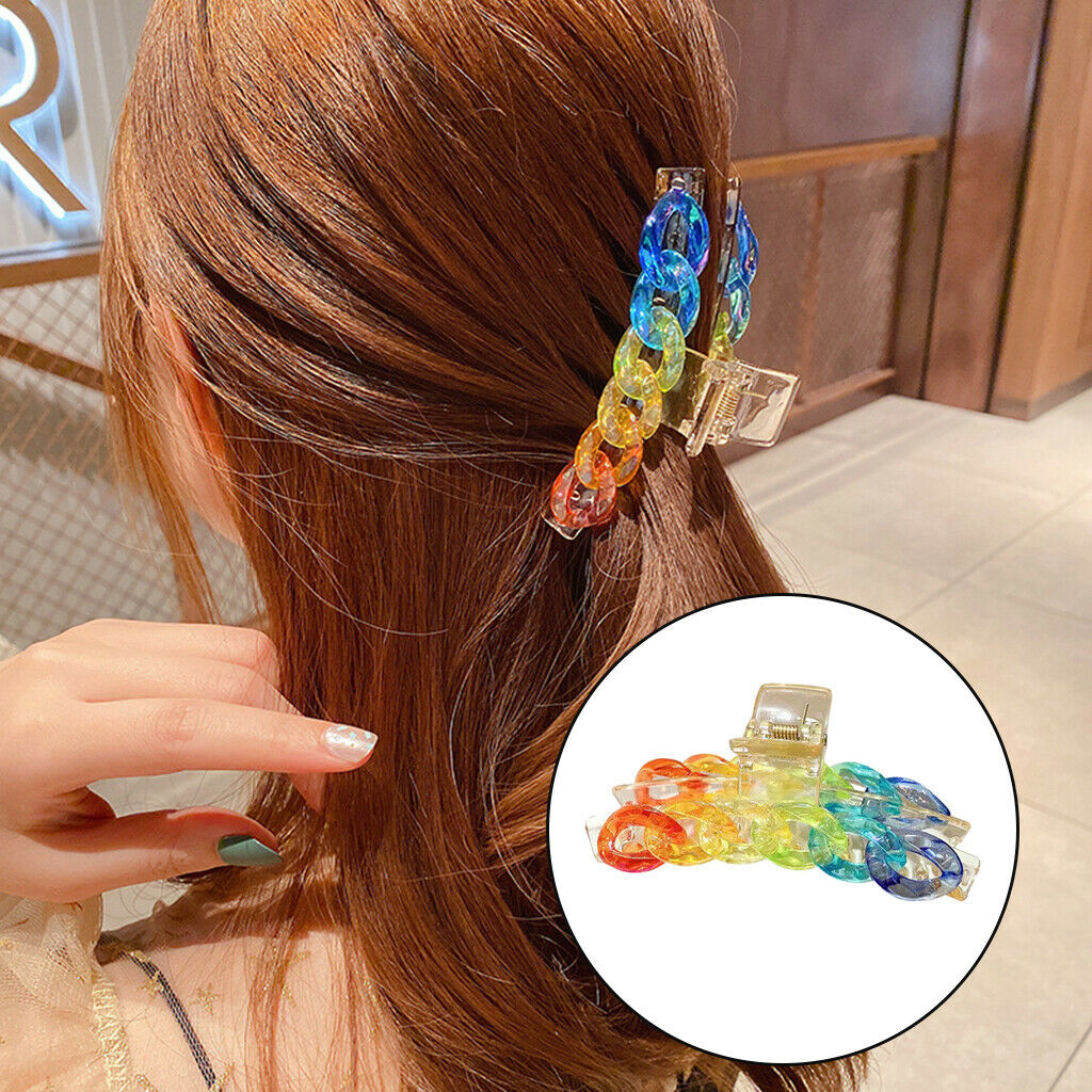 Rainbow Colors Hair Claw Clips Jaw Hairpins Barrettes Nonslip Hair Holder