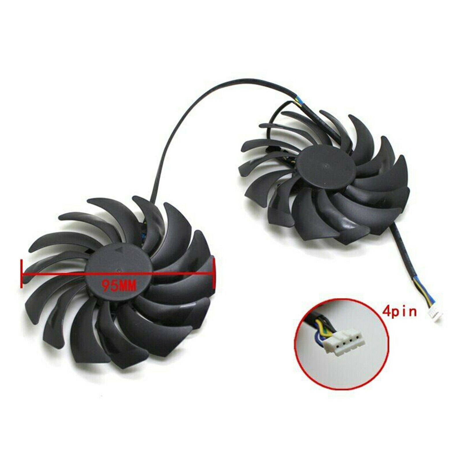 2x 92mm Graphics Card Cooling Fan 4 Lines 25dBA 0.40A for MSI GTX1080Ti 1070