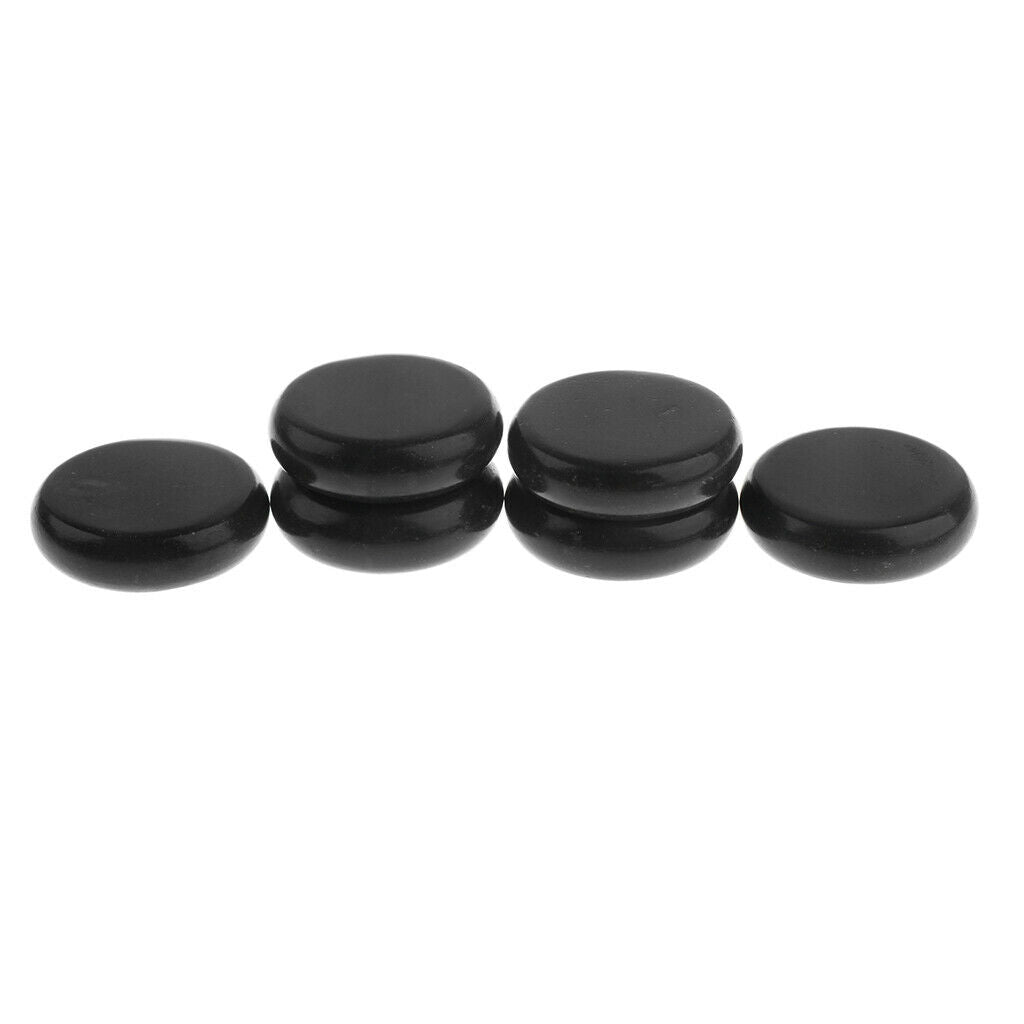 Massage Stone - 6 Pieces Round Black Basalt Stones - 6x6cm - Smooth Massage Hot