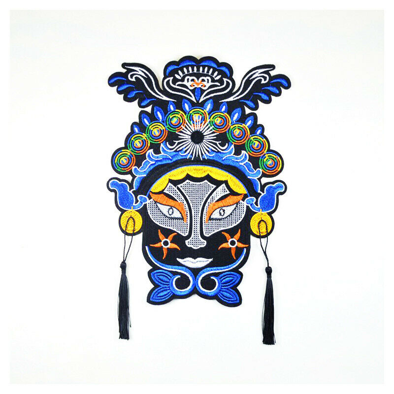 Peking Opera Face Large Embroidered Badge DIY Sewing On Clothes Applique Patch