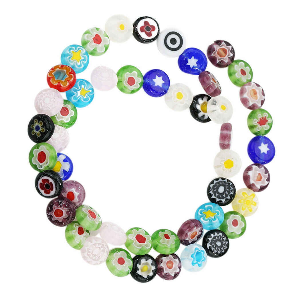 Glass Spacer Beads Bulk Colorful Buttons for DIY Jewelry 8MM, Apx48 Pieces