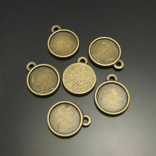 40 pcs Antiqued Bronze Bezel Round Base Setting Pendant Earring Blank Inner 12mm