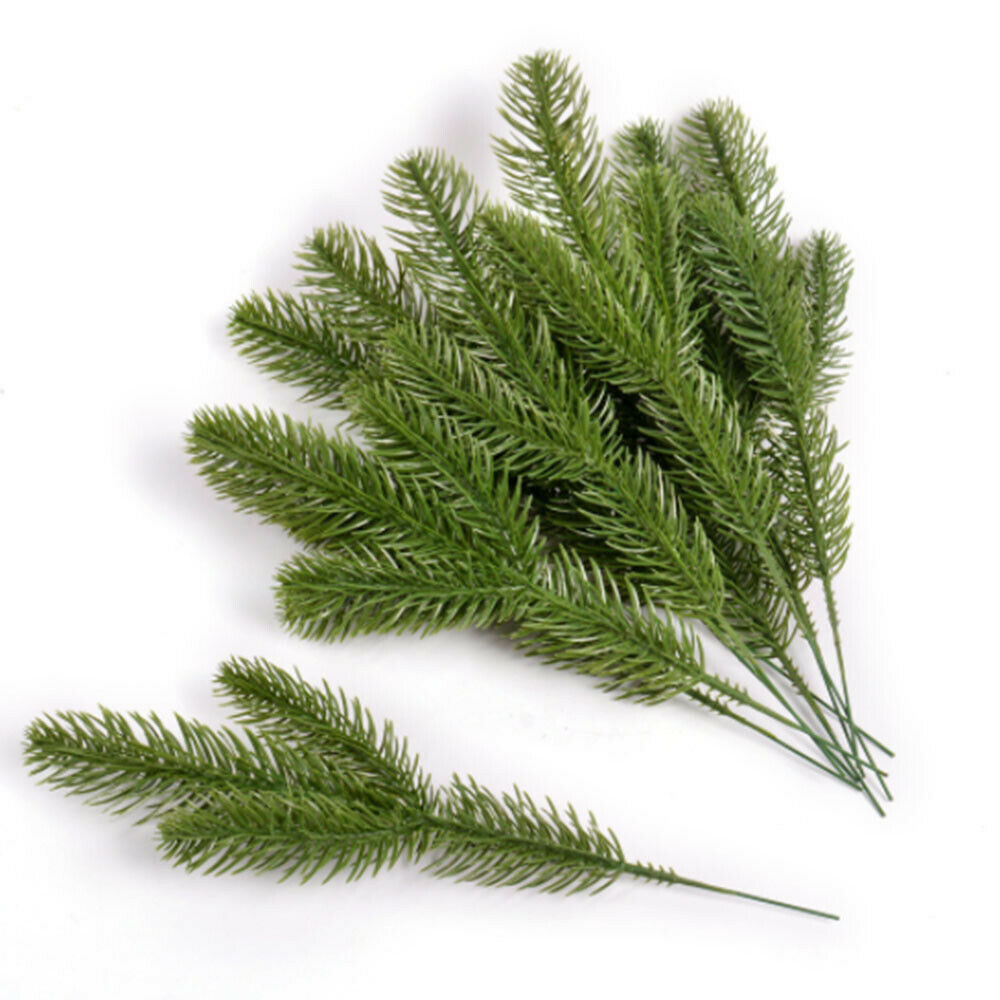 10Pcs Artificial Green Pine Branches For DIY Garland Christmas Garden Decoration