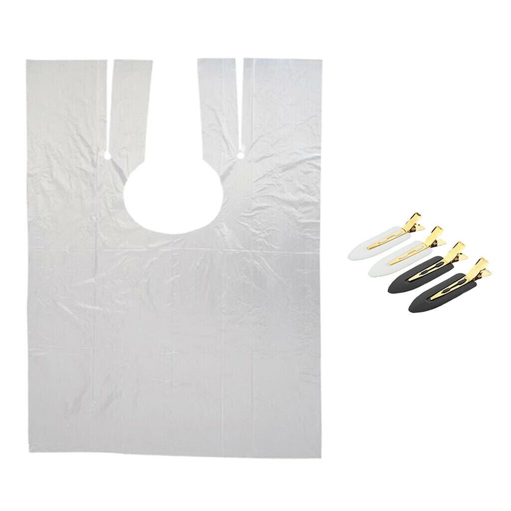 50pcs Disposable Hair Cutting Cape Gown Barber Capes Gowns w/ Hair Clips