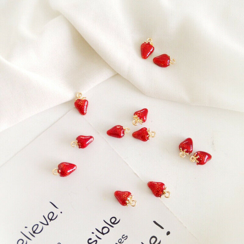 2PCS Strawberry Enamel Charms Handmade DIY Crafts Alloy Jewelry Making Gi.l8
