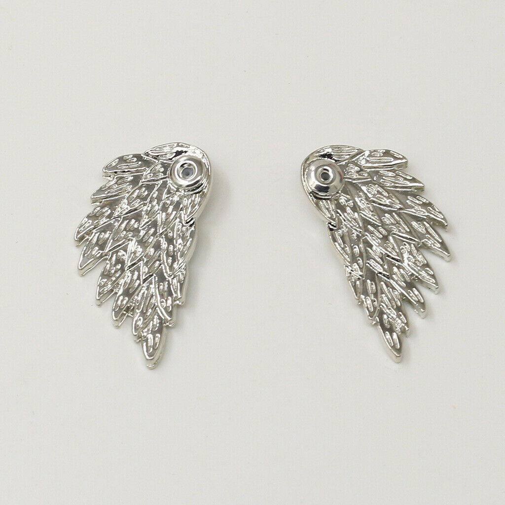2 Pairs Fashion Women Angel Feather Wing Earrings Rhinestone Dangle Ear Stud