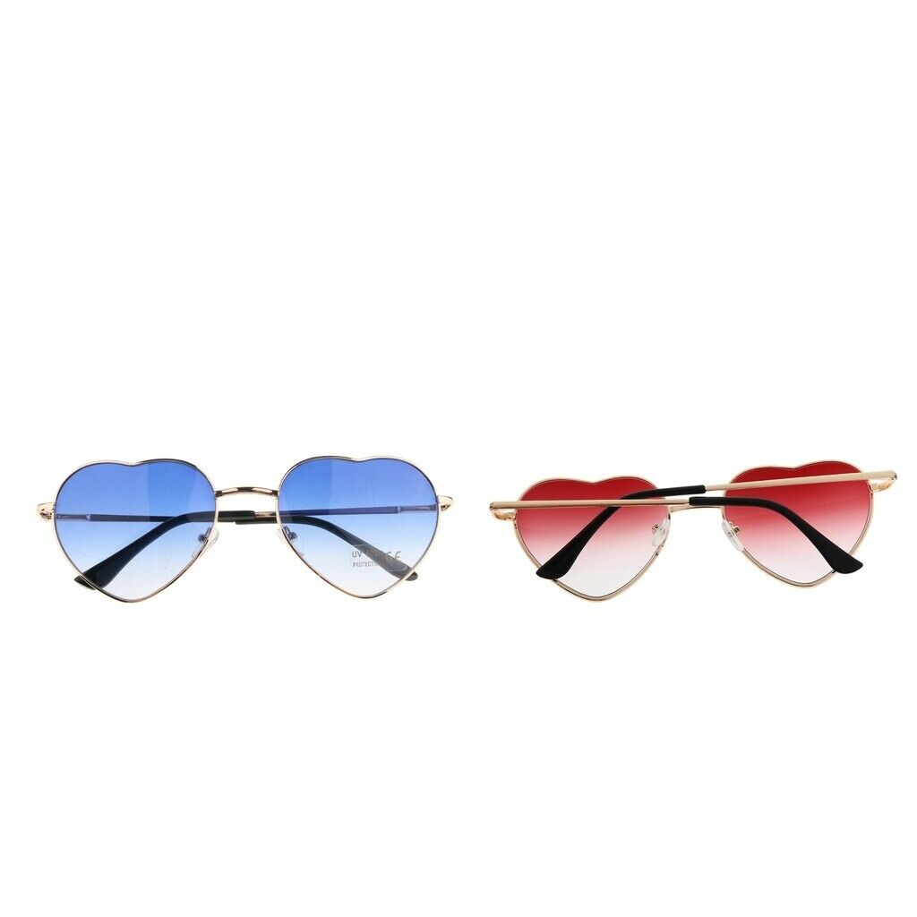 2 Pack Metal Frame Heart Shaped Sunglasses Women Party Eyewear Eyeglasses