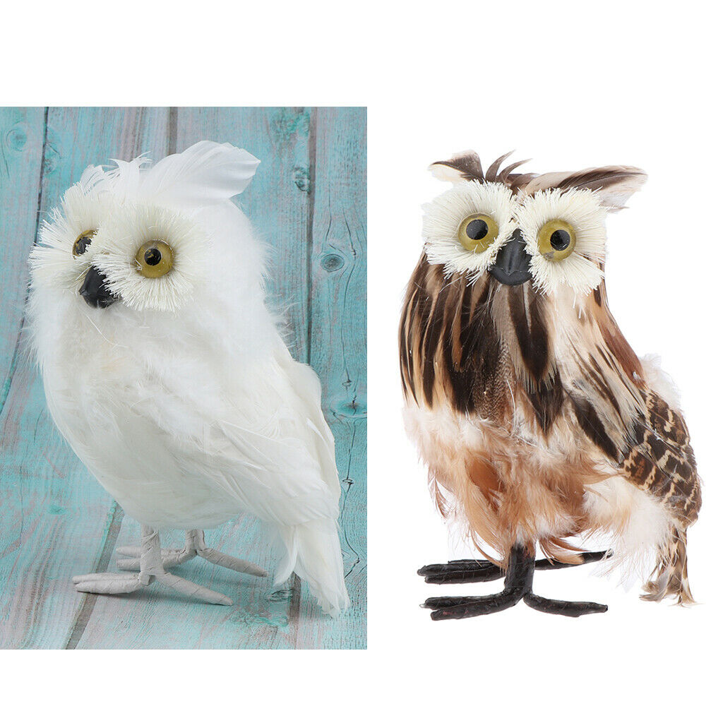 2 Packs Lovely Plush Furry White and Brown Owl, Kids Animal Toys Decorative