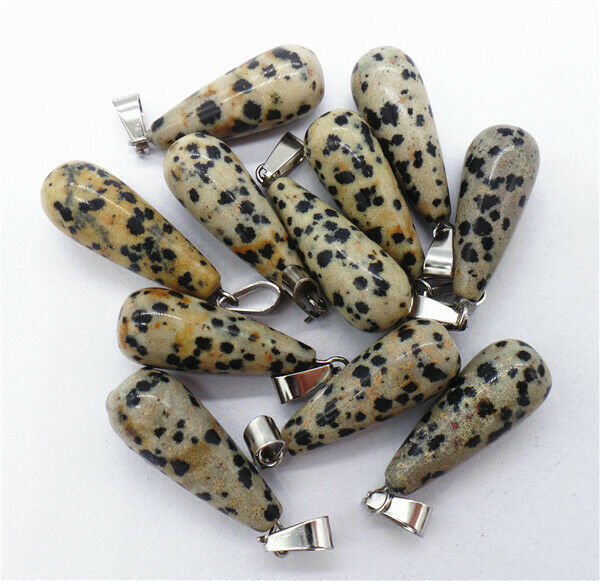 100Pcs 25x10mm Wholesale Natural Dalmation Jasper Teardrop Pendant Bead HH8295