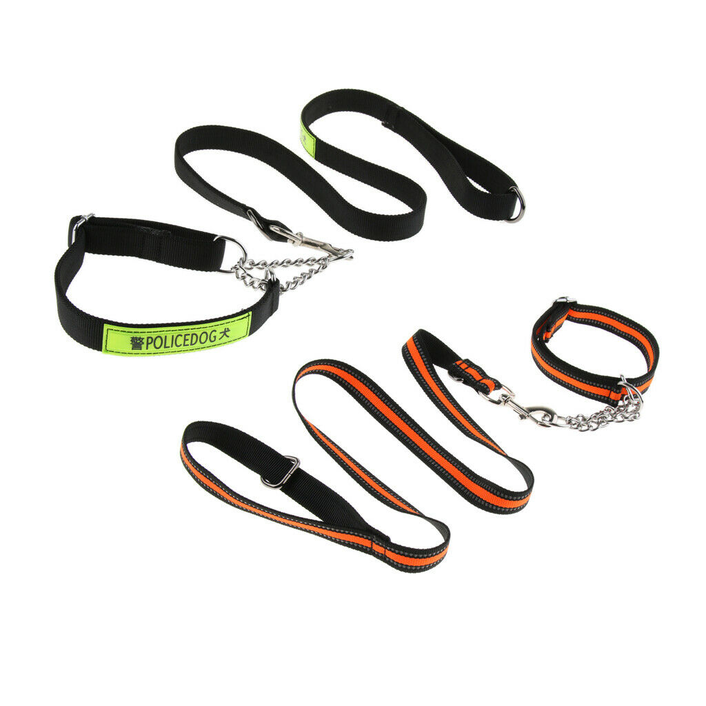 Reflective Strong Nylon Rope Dog Leash Collar Set for Walking Hiking Black