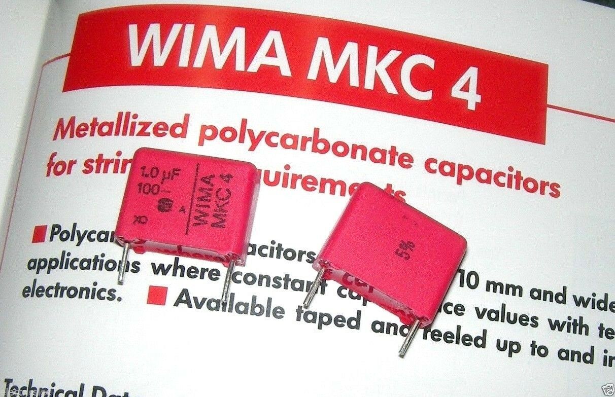 5pcs - WIMA MKC4 1uF (1µF) 100V 5% pitch:15mm Polycarbonate Capacitor