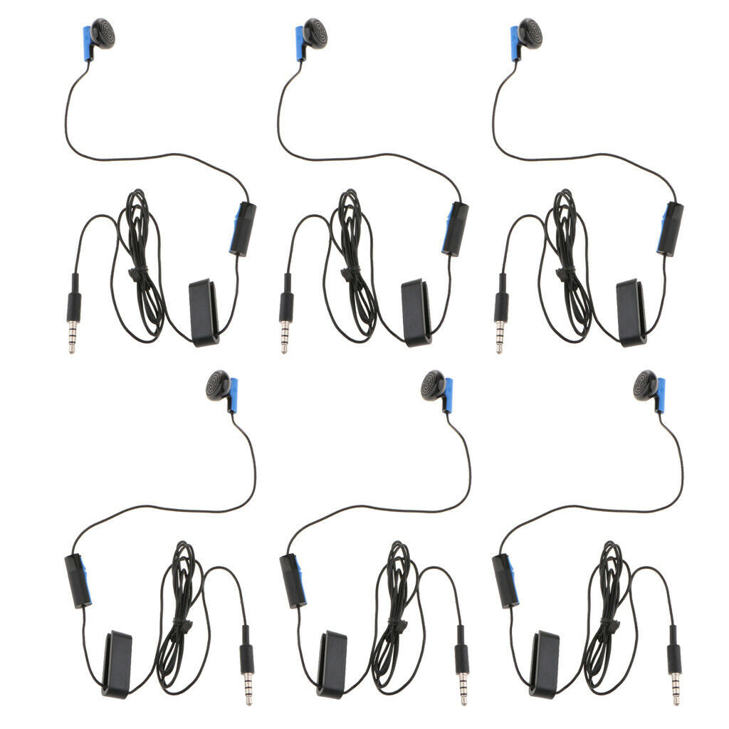 6 Pieces Single Earphone with Microphone 1.2m Earbud for Sony PS4 Controller