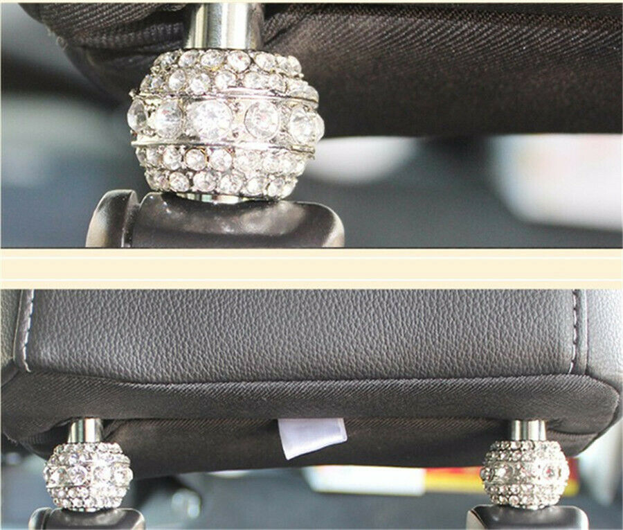 4X Crystal Diamond Car Seat Headrest Collar Decor Women Car Interior Accessories
