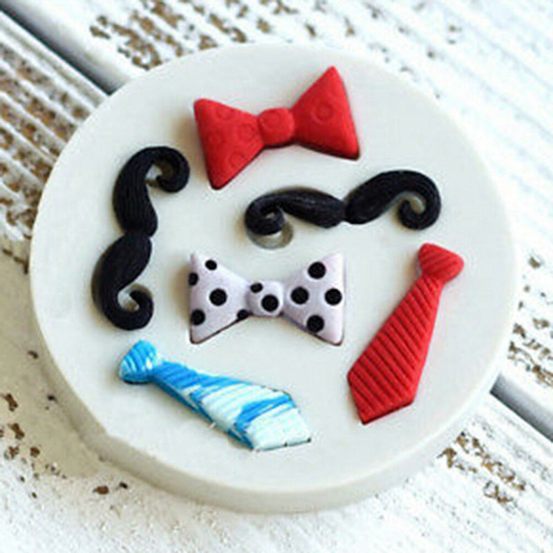 Silicone Beards Mustache Bow Tie Fondant Mould Cake Sugarcraft Chocolate Mold Tt