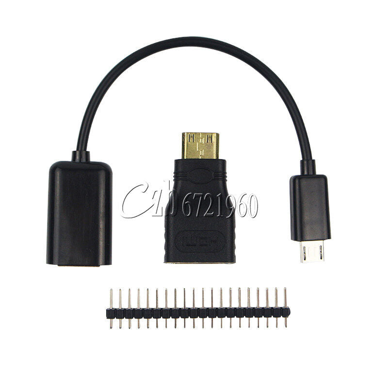 3 in 1 HDMI to HDMI Adapter + Header + Micro USB Cable for Raspberry Pi Zero
