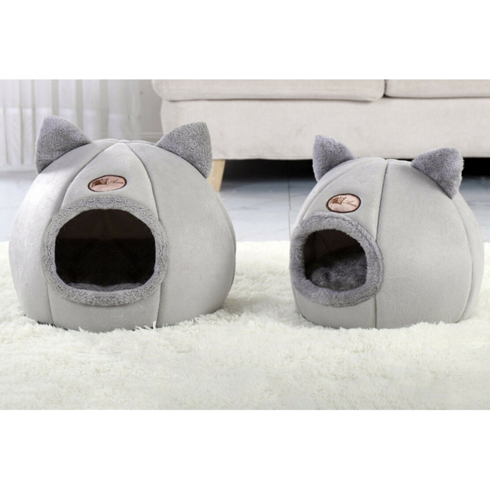 2X Pet Nest Dog Cat Bed Puppy Warm Cushion Sleeping Cave Kennel Canopy L 36CM