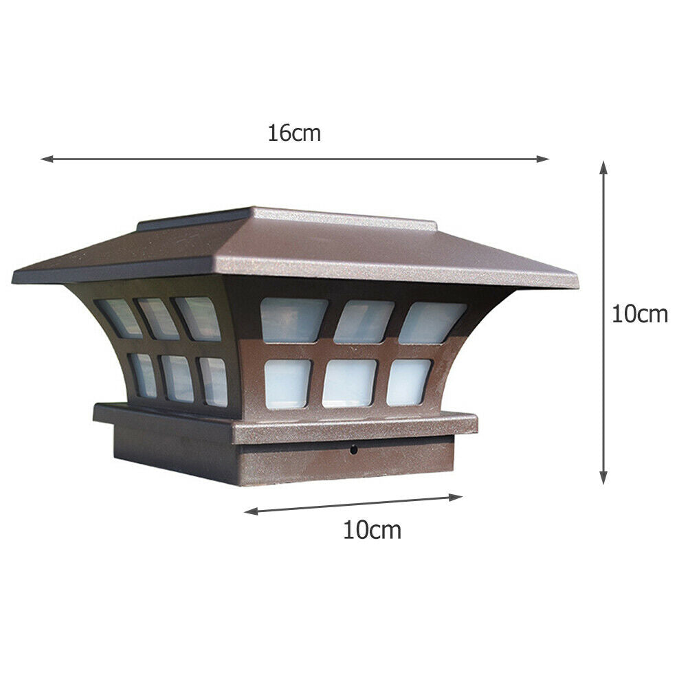 LED Solar Pillar Lamp Waterproof Courtyard Porch Lawn Garden Column Light @